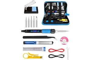 MOXTOYU Soldering Tool Set, 100W Adjustable Temperature 220-500°C, Easy-to-Use On/Off Switch, 5 Soldering Tips, Desoldering Pump, Solder Wire, Allen Wrench, Wire Stripper Cutter, Tool Bag