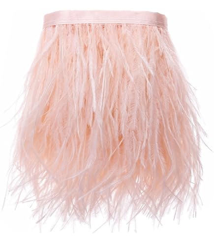 Passamaneria Piume Struzzo - 50 Cm, Altezza 15 Cm, Con Nastro Raso, Per Costumi E Decorazione