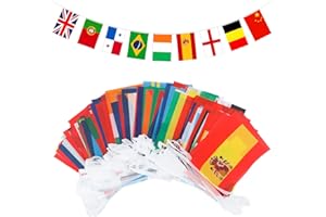 G2PLUS 50M Flaggenkette, 200 Länderflaggen, Länder Flaggen Welt, Dekorative Länder Fahnen Wimpelkette für Eurovision Liederwettbewerb, Fußball-EM und WM Deko