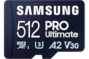 Samsung PRO Ultimate Tarjeta de Memoria MicroSD con Adaptador SD, 512 GB, 200 MB/s y 130 MB/s, UHS-I, C10, U3, V30, A2, 4K UHD, Apta para Smartphone, Tablet, GoPro, DJI Dron, Steam Deck (MB-MY512SA)