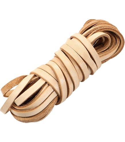 GORGECRAFT 5m x 4mm Koehuid Veters Platte Lederen Koord 2mm Dik Echt Leer Touw Vlechtdraad voor Armbanden Enkelband Halsketting Sieraden Maken Sleutelhangers Laarzenveters DIY Ambachten, Zadelbruin
