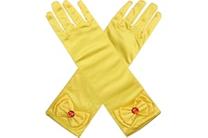 Husalsea Guanti Lunghi per Bambini, Guanti con Fiocco Delle Ragazze con Diamanti, Guanti Della Principessa Della Ragazza di Fiore di Nozze, Compleanno, Vacanza, Decorazione del Partito del Costume