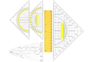 HaPWan geometri ritset 5 delar med handtag – triangel, stor och liten, parabelmall, kurvschablon, linjal 15–22 cm för skola, studier och kontor