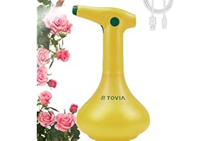 T TOVIA 1L Battery Powered Garden Sprayer, Plant Mister Spray Bottle for Indoor/Outdoor Plants, Automatic Electric Weed Sprayers for Cleaning, Gardening & Fertilizing (Yellow)
