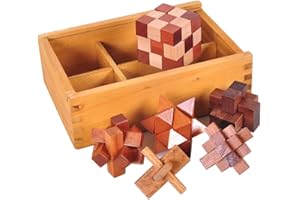Joyeee 6pcs Wooden Blocks Brain Teaser Puzzle - Diamond Cube Interlocking Jigsaw Puzzles for Teens and Adults - Challenge Your Logical Thinking - 3D Educational Toy Gift for Kids and Adults
