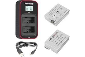 Newmowa LP-E8 Batería de Repuesto (Paquete de 2) y Cargador USB Dual con Pantalla LCD Inteligente para Canon LP-E8 y Canon EOS 550D,600D,650D,700D,EOS Rebel T2i,Rebel T3i,Rebel T4i,Rebel T5i Kiss X70