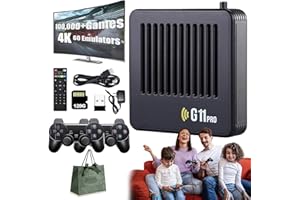 HOPASRISEE Retrowave-Retrowave G11 Pro, Retro Wave G11 Pro 100000 Spiele, 4k HD Retro Game Console, Plug & Play Video Games with 2 Wireless Dual Controllers (128G,2 Controllers)