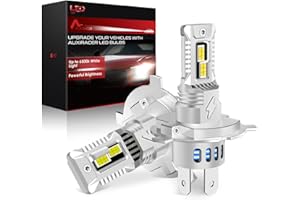 AUXIRACER H4 LED, 35000LM Luce Bianca Fredda 6500K, Lampadine H4 LED, Design Mini 1:1, con Ventola di Raffreddamento da 16000 giri/min, Plug and Play per Auto e Moto, 2 pezzi