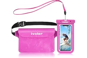 ivoler Waterproof Pouch Bag + Phone Case, Waterproof Case Dry Bag for Beach,Swim,Boating,Kayaking,Hiking,Protect Phone, Camera, Cash, Mp3, Passport, Document From Water, Sand, Snow, Dust - Pink