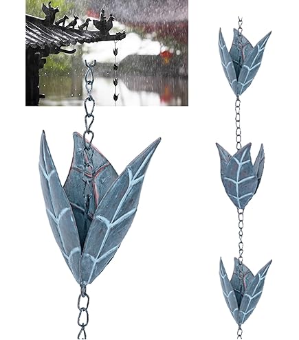 Obelunrp Vogel Regenketting - 2,4 M Metalen Regenketting Met 8 Vogelbadjes, Voor Buiten Decoratie