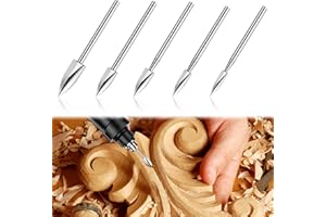 HEILOK 5 pezzi punte da trapano per intaglio del legno, 3/4/5/6/8 mm, set di trapani per intaglio e incisione del legno, compatibile con la maggior parte dei piccoli utensili rotanti