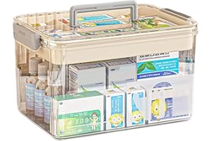 Sevitini Scatola medicinali, 2 strati Scatola porta medicine da casa, Medicinebox, grande capacità, Scatole per medicine con maniglia, per pronto soccorso,medicinali