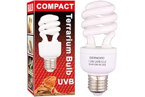 DERNORD Lampadina UVB 10.0 13W UVB Luce Rettile Kit UVA UVB Lampadina Calore Lampada per Rettili Drago Barbuto Tartaruga