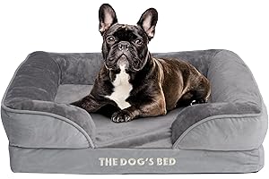 THE DOG'S BALLS The Dog’s Bed, Orthopaedic Standard Foam Waterproof Dog Bed with Standard Support, Medium Silver Grey Plush, Waterproof, Supportive Dog Bed with Replaceable Covers, Veterinary Approved