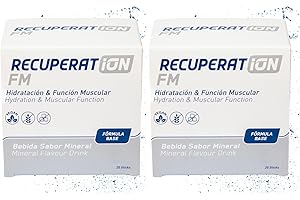 RECUPERAT-ION PACK 2 Bebida Hipotónica Sin Azúcar con Electrolitos + Sales Minerales y Magnesio para Remineralización Muscular Profunda - Sabor Mineral Sin Gluten Lactosa - Pack 20 Sobres Apto Vegano | RECUPERATION