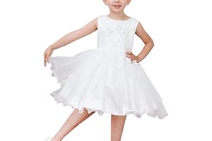 Sunny Fashion Vestito Bambina Fiore Bianca Nozze Pageant Damigella d'Onore Toga 3-10 Anni