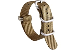 BINLUN Nylon klockarmband Tjock Premium Ballistic Flerfärgade band för män kvinnor 18mm 19mm 20mm 21mm 22mm 23mm 24mm med militärt tunga 5-ringar Silver/svart rostfritt stålspänne