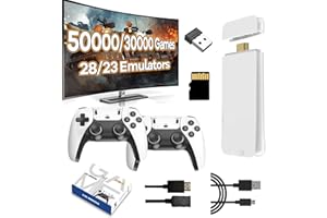 XIXIMENG M15 Console de Jeu rétro Retro Game Stick 4K,50000+ Jeux,28 Émulateur,Console de Jeux Portable HDMI avec Deux Manettes sans Fil 2.4Ghz,Console de Jeux vidéo rétro Plug and Play pour TV (128G)