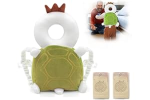 Furforstk protege tete bebe chute avec genouillères casque bebe antichoc protection Réglable coussin anti chute bébé, protection tête bébé pour ramper et marcher (Tortue) Bébé ne résiste pas