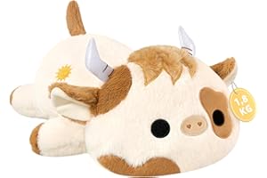 shownicer Gewichtstiere Hochlandkuh 1,8 KG Gewichtetes Kuscheltier Kuh Stofftier Großes Plüschtier Kawaii Hochlandrind Plüsch Kissen Spielzeug Wurfkissen Geschenk für Erwachsene Kinder 3+ Jahre