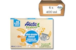 ‎ALETE Alete bewusst Milch-Getreide-Mahlzeit Mehrkorn mit Honiggeschmack, ab dem 10. Monat, trinkfertige Babynahrung als Ersatz zu Babybrei, warm oder kalt trinken, 6 x 400 ml (2 x 200 ml)