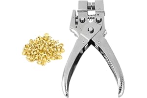 Trimming Shop Steel Eyelet Plier Heavy Duty Rivet Setting Tool with 100pcs 4mm Iron Eyelets for Tarpaulins, Clothing, Leather Crafting, Scrapbooking, Punch Hole