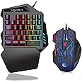 Docooler Single Handed Gaming Keyboard and Mouse Combo LED Backlight Wired Gaming Mouse with Breathing Light 5500 Movement Speed 7 Button from HXSJ