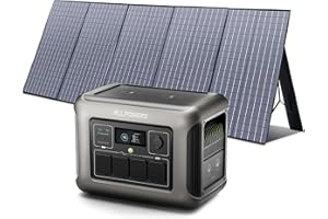 ALLPOWERS Przenośna stacja zasilająca R1500 z panelem słonecznym 400 W, bateria LiFePO4 1152 Wh z wyjściem 1800 W AC, generator solarny, cicha praca, 43 dB, mobilne zasilanie awaryjne do ogrodu,