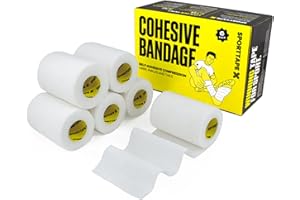 6 rolek SPORTTAPE spójny bandaż kompresyjny - biały - 7,5 cm x 4,5 m - samoprzylepna, samoprzylepna taśma weterynaryjna, owijanie kompresyjne, taśma do skarpet, owijanie skarpet piłkarskich