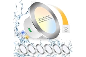 ALUSSO LIGHTING Downlight led 12W cromo, 3000K cálido/4000K neutro/5700K frío Focos led regulables IP44 Foco empotrable Foco LED plano para cocina, baño y pasillo, hueco ø90-100mm, 6 piezas