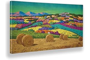 Giallobus - Quadro - Stefano Calisti - Colline Colorate Cielo verdemare - Tela Canvas - 100x50 - Pronto da Appendere - Quadri Moderni per la casa