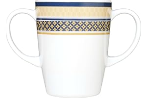 Rosa Lifestyle Two Handled Melamine Mug – Lightweight 126g, 400ml/14oz Capacity – Daily Living Mobility Aid for Elderly, Dementia, Tremors, Arthritis, & Weak Grip (White)