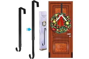 DENGBABA Wreath Hanger for Front Door Adjustable Metal Wreath Hook 15-25.5", Multifunctional Over The Door Hook for Room Bathroom Office, Reusable Hanging Hooks for Bag Hat Clothes