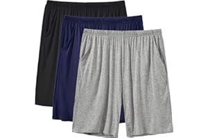 JINSHI Homme Bas de Pyjama Court Doux Pantalon Shorts Modal Vêtements de Nuit Élastique avec Poches