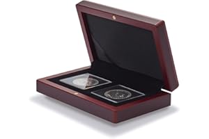 Leuchtturm 339048 Estuche para Monedas Volterra - Compartimento Cuadrado para Monedas de cápsula 2X Quadrum - Color Caoba