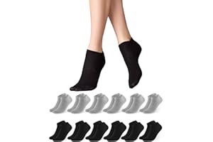 Libella 12 Pares Calcetines Tobilleros Mujer Calcetines Cortos Hombre de Algodón Deporte Transpirable Suaves Cómodos Ligeros Talla 35-42