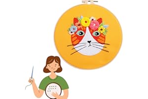 Traziewell Embroidery Kit for Beginners Adults Full Range DIY Stamped Cross Stitch Kit with Cute Cat Pattern Animal Handmade with Tool for Home Decor 0524