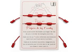 UB ULABLO®️ 2 Pulseras Nudos de Hilo Rojo + Cartón Explicativo | Pulseras Mal de Ojo como Amuletos de la Suerte y Protección.