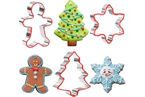 Crethink Juego de 3 cortadores de galletas de Navidad, hombre de jengibre, copo de nieve, forma de árbol de Navidad con borde de PVC suave, cortadores de galletas de Navidad para hornear