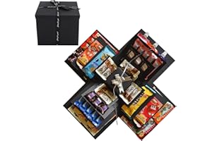 XAFRSTYU 5-Layer Creative Explosion Gift Box with Ribbon, DIY Surprise Box for Birthdays, Anniversaries, Valentine's Day, Unique Handmade Gift (Black)