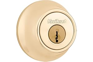 Kwikset 660 Deadbolt Deadbolt Lock, Polished Brass Round Exterior Keyed Front Entry Door, Single Cylinder Dead Bolt