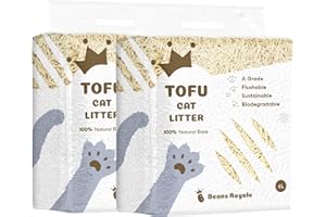 Beans Royale Tofu Cat Litter 2 Packs, Clumping Kitty Litter, Flushable,Pea Fiber,Dust Free, Odor Control, Low Tracking, Lightweight