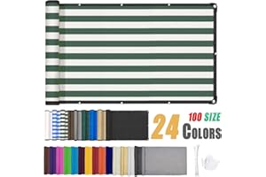 ZHHAN Balkon Sichtschutz Wind- und UV-Schutz Balkon Sichtschutz für Terrasse, Hinterhof, Terrasse, Balkon inkl. Kabelbinder 8 Tage Lieferzeit 9 Farben 48 Größen(0.8x5m,Grüne und Weiße Streifen)