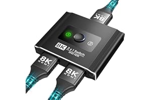 POIALE HDMI 2.1 Switch, 8K HDMI Splitter 4k 120hz UHD High Speed 48Gbps HDMI Switcher Bidirektionaler 2 In 1 Out oder 1 In 2 Out, HDMI Verteiler Unterstützt HDCP 2.2 3D HDR für Fire TV Stick UHD TV PS5 Xbox