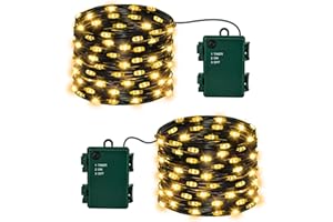 Isisyu 2 Stück Lichterkette Batterie, 5M 50 LED Warmweiß Micro Lichterkette Batteriebetrieben mit Timer, IP65 Wasserdicht Weihnachtsbeleuchtung für Außen und Innen, Hochzeit, Baum, Zimmer, Garten
