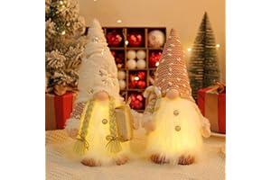 BBLTIFF 2 szt. GNOME na Boże Narodzenie, świecący GNOME z kulkami i prezentami, pluszowy krasnal dowcipniś, dekoracja bożonarodzeniowa, dekoracja stołu