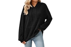 Gemulate Jumpers for Women Long Sleeve Tops Sweaters with Pocket Ladies Lightweight Drawstring Hoodie Sweatshirts S-2XL