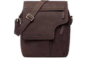 LEABAGS Leder Umhängetasche Herren & Damen I Echtleder Laptoptasche bis 13 Zoll I Messenger Bag mit Schultergurt I Schultertasche I Arbeitstasche I Tragetasche I Handtasche I Nature Dunkelbraun