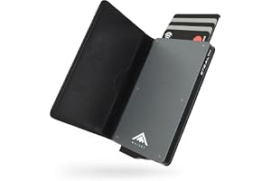 Stealth Wallet RFID Korthållare Plånbok - Smart Minimalistisk Pop Up Plånböcker med Presentlåda - Slim Lättviktiga Metalkorth