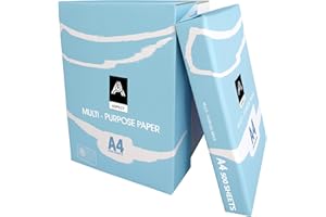 Aspect A4 White Papers Sheets 5 Reams – 2500 Sheets - Bright White Paper - Office Printer, Copier Paper - Multifunction Laser Inkjet Paper - Stronger, A4 Paper Reams - 2500 Sheets (5 Reams)